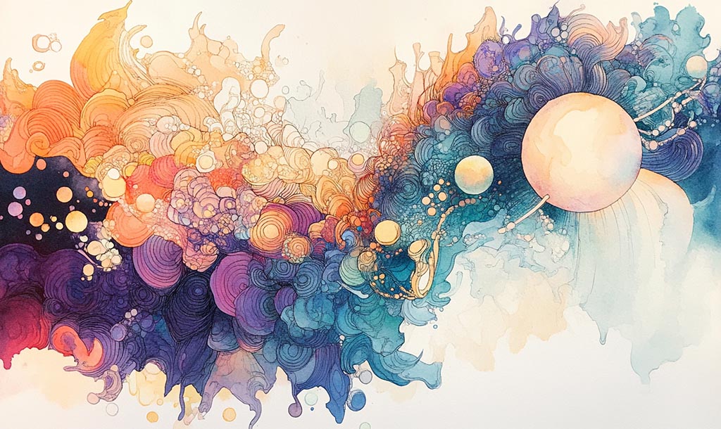 Color splashes of teal, pink, orange, black, and white colors. The Power of Support Systems.